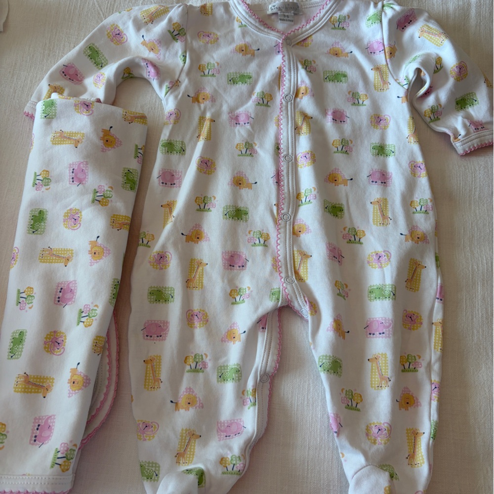 Kissy Kissy White Baby Footed Sleeper with Matching Blanket